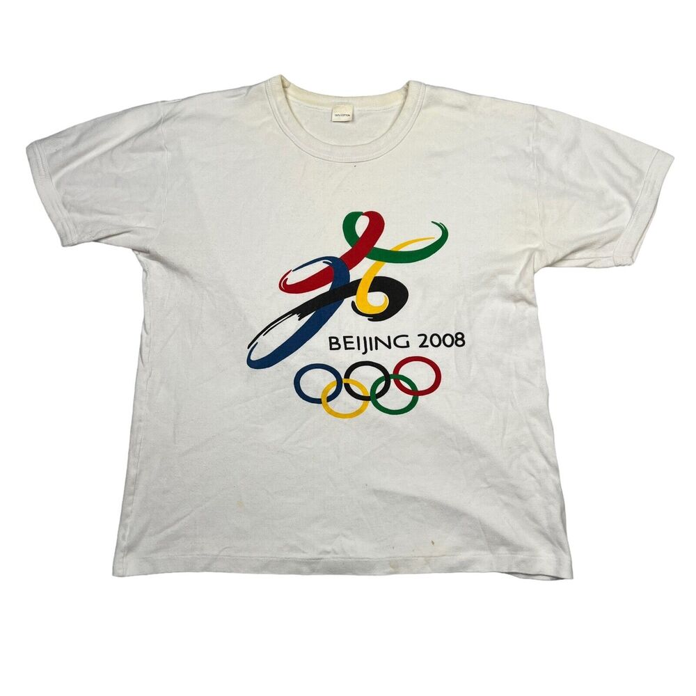 Olympics 2008 Beijing Short Sleeve Tee T-Shirt FLAW White Womens Large